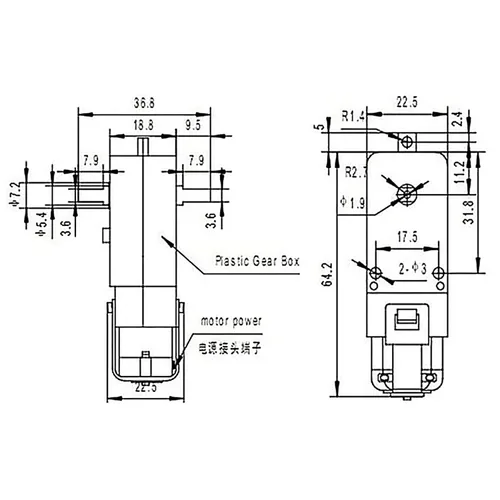 Vista 6 de Diann 4 unids TT Motor DC 3-6V Caja de Engranajes Motor 200RPM Relación 1:48 Eje Motor con Cable de 2.54mm para DIY Coche Inteligente Robot