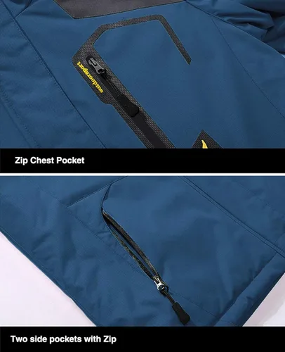 Vista 5 de MAGCOMSEN - Chaqueta de invierno para hombre, impermeable, abrigada, con forro polar y múltiples bolsillos