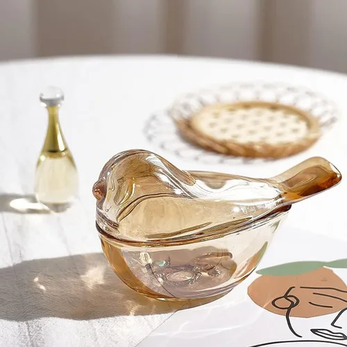 Vista 2 de Pequeño organizador de joyería de cristal ámbar con forma de pájaro, organizador de aretes, regalo para mujeres, esposa, mamá, cumpleaños, boda