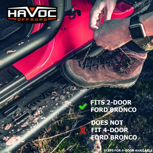 Vista 6 de Havoc Offroad TrailCrawler Steps Par de acero, negro HFB-06-001 Compatible con Ford Bronco 2021-2024 de 2 puertas