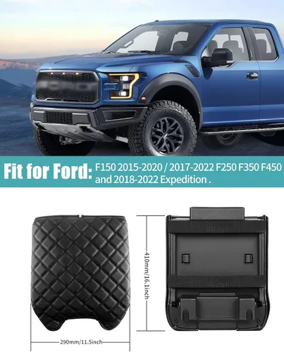 Vista 6 de Carrep Funda para consola central, funda para reposabrazos compatible con Ford F150 F250 F350 F450 Expedition Accessories 2015-2020, funda