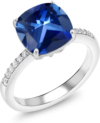Vista 37 de Gem Stone King Anillo de compromiso de plata de ley 925 con piedra preciosa de corte cojín de 0.39 pulgadas Anillo de compromiso de aniversario