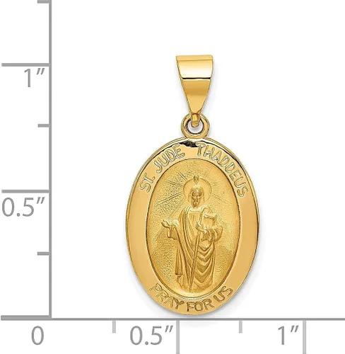 Vista 3 de ICE CARATS Collar con colgante de medalla de San Judas Tadeo San Judas Tadeo de oro amarillo de 14 quilates, joyería fina religiosa para mujer