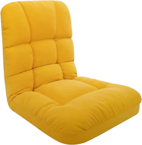 Vista 9 de Silla de suelo, asiento de piso de juegos para sala de estar, respaldo ajustable con funda de lino de algodón para balcón, lectura, dormitorio, sala