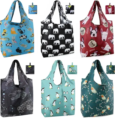 Vista 16 de Bolsas de la compra de animales reutilizables plegables bolsas de comestibles