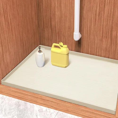 Vista 18 de URMONA - Tapete de silicona impermeable para debajo del fregadero, 16 x 10 Beige