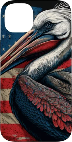 Vista 15 de Funda para iPhone 16 Pelican Bird Patriotic Vintage American Flag Pelícano