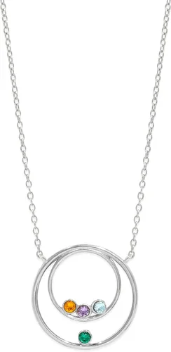 Vista 2 de EVE'S ADDICTION Collar de plata personalizado para madre y familia, cadena de 16 pulgadas, joyería familiar personalizada, collar de piedra natal
