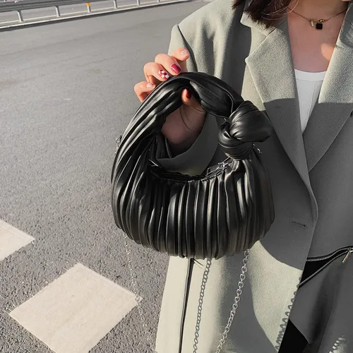 Vista 2 de ELDA Bolso cruzado anudado para mujer, bolso de mano de nube a la moda, bolsa fruncida
