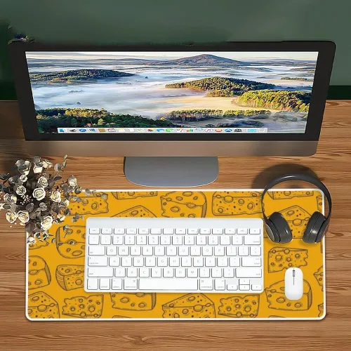 Vista 6 de Cute Cheese Doodle Mouse Pad Large Gaming Desk Mat with Non- Slip Rubber Base Smooth Face Gamer Mouse Pad Gaming Mousepads Desk Accessories Set for