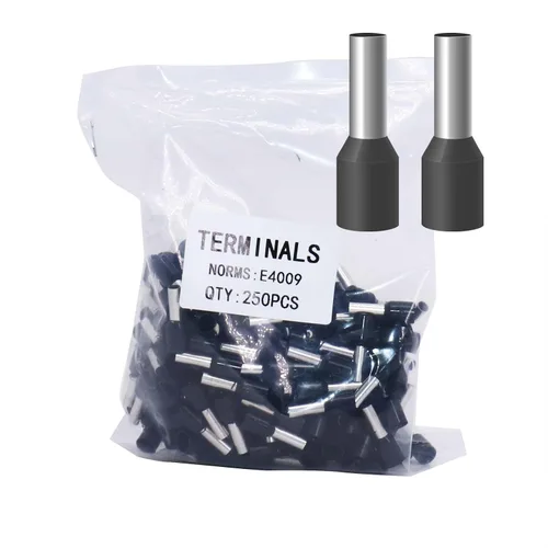 Vista 45 de Fidioto Terminales de Casquillos de Alambre 6AWG, 250 piezas de conectores de casquillos negros 6AWG para uso eléctrico, industrial, químico