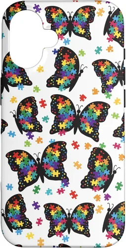 Vista 32 de Funda con patrón de rompecabezas de mariposa para iPhone 17