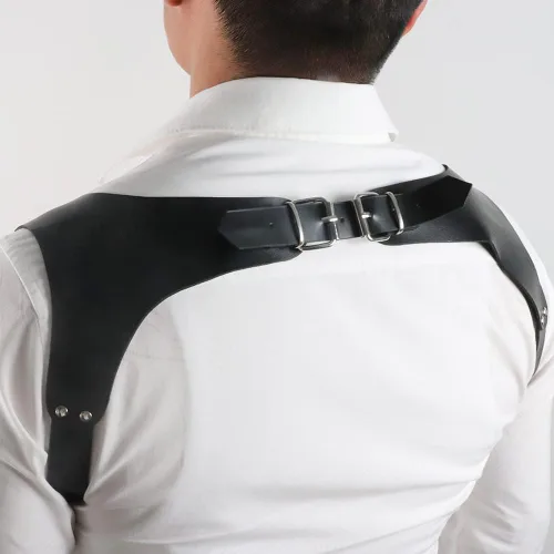 Vista 5 de NBMARLS Men Half Body Chest Belt Adjustable Leather Belts Buckles Sexy Punk Chest Belt