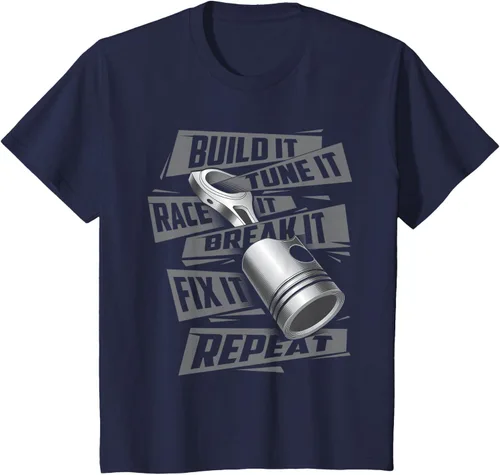 Vista 80 de Build It Tune It Race It Break It - Camiseta para entusiastas de los coches de carreras, talla S Negro