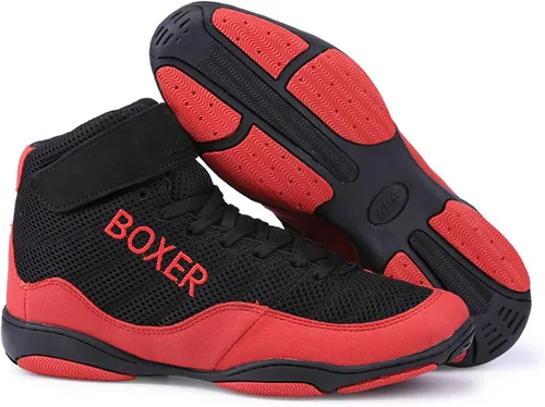 Vista 5 de UKUBAG Zapatos de boxeo, entrenamiento de lucha libre, fitness, kickboxing, gimnasio, entrenamiento, antideslizante, calzado de boxeo para hombres