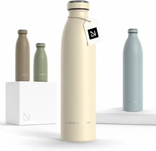 Vista 24 de LARS NYSØM Botella de agua aislada de acero inoxidable de 12 onzas, 17 onzas, 25 onzas, 34 onzas, 51 onzas, frasco térmico aislado para bebidas
