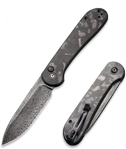 Vista 7 de CIVIVI C2103A Elementum - Navaja de bolsillo plegable con hoja de 3.47" 14C28N, mango de G10, con bloqueo de botón para EDC (Negro)