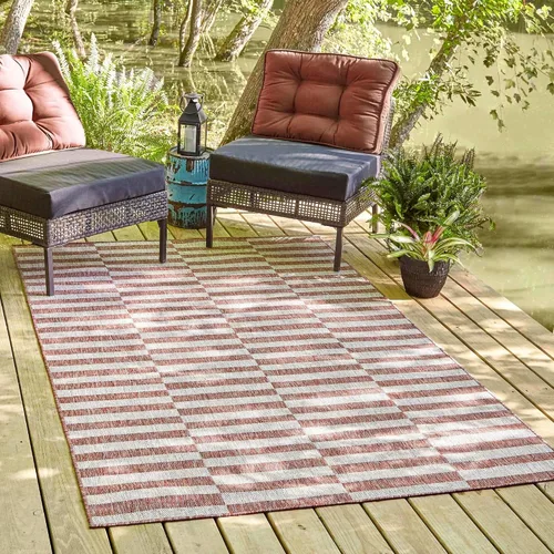 Vista 20 de Unique Loom Outdoor Striped Collection - Alfombra a rayas (4' 1" x 6' 1" Rectángulo, azul/marfil)