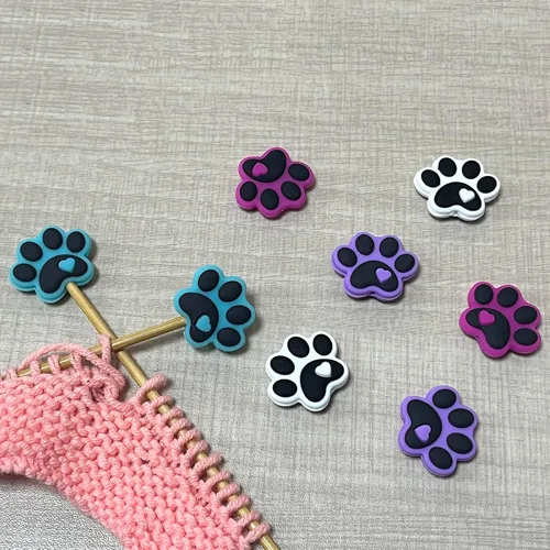 Vista 2 de SPANSEE 8 piezas de tapones para agujas de tejer con forma de pata de perro, protectores de puntas de agujas de tejer, tapas para agujas de tejer