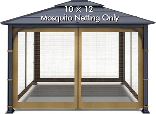 Vista 12 de Wonwon Gazebo Mosquitera de Repuesto Universal para Exteriores Toldo de 4 Paneles de Paredes de Malla con Cremallera para Gazebo de 10' x 10