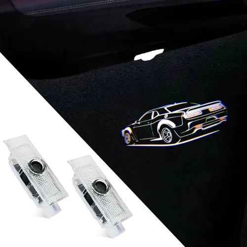 Vista 9 de 2 piezas de luces para puerta de auto con logotipo no desteñido Compatibles con Challenger 2015-presente, lámparas de proyección de luz LED