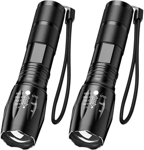 Vista 10 de Linterna LED de alto lúmenes, linternas para camping, senderismo, pasear perros, potentes linternas de emergencia con 5 modos para uso al aire