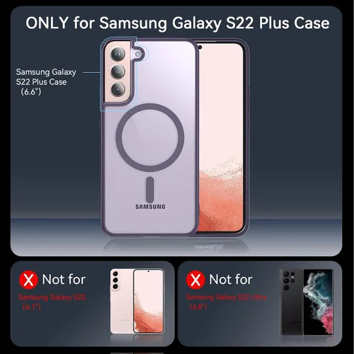 Vista 9 de OWKEY Funda magnética para Samsung Galaxy S22 Plus 5G, compatible con MagSafe, delgada, translúcida, a prueba de golpes, con antihuellas