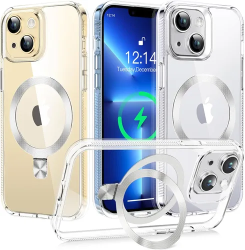 Vista 11 de [Anillo de CD compatible con soporte invisible MagSafe] Funda magnética para iPhone 12 / iPhone 12 Pro, parachoques galvanizado que no se pone Dorado