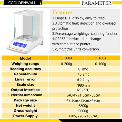 Vista 4 de CGOLDENWALL Balanza analítica de alta precisión 0.00 oz Balanza electrónica de la balanza de laboratorio digital de la balanza de la precisión