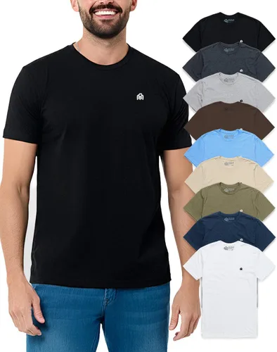 Vista 51 de Camisetas casuales de algodón suave con cuello redondo y ajuste atlético