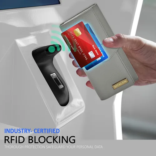 Vista 4 de Carteras de piel con bloqueo RFID para cheques con 11 ranuras para tarjetas para mujer