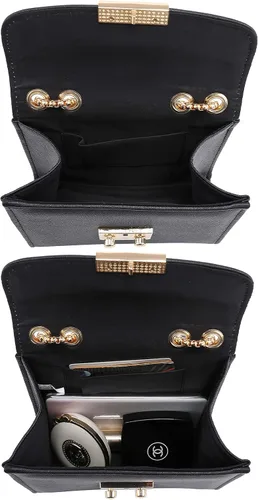 Vista 5 de Dasein Bolso cruzado pequeño para mujer bolso de noche de diseñador bolso de mano para boda baile de graduación fiesta con correa de doble cadena