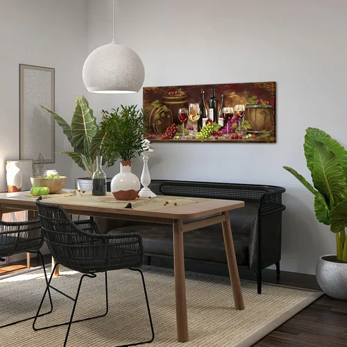 Vista 3 de NutArtPic Wine Wall Art Canvas Kitchen Picture Prints Grape Barrel Painting Red Wine Glass Artwork Prints for Home Kitchen Dinning Room Bar Wine