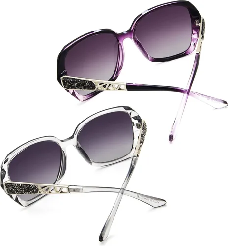 Vista 3 de LECKIRUT - Lentes de sol de gran tamaño para mujer, lentes de sol clásicos y a la moda con protección UV polarizada