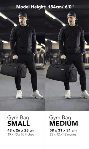 Vista 3 de Fitgriff Bolsa de gimnasio para hombres y mujeres con compartimento para zapatos y artículos húmedos, bolsa de lona para viajes, deportes, fitness