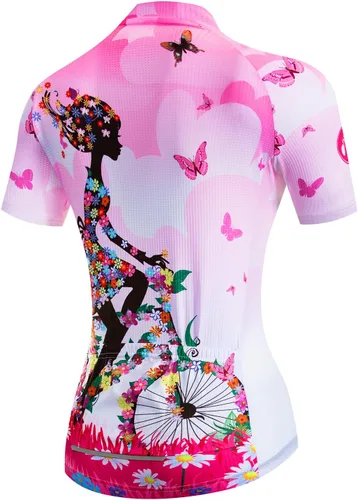Vista 4 de Conjunto de jersey de ciclismo para mujer, bicicleta de montaña, almohadilla de gel 3D, pantalones cortos de desgaste
