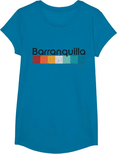 Vista 48 de Barranquilla Colombia - Camiseta de diseño vintage de estilo retro, Blanco, S
