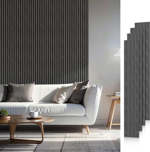 Vista 23 de SMARTSTANDARD Paneles acústicos de listones de madera de muestra, panel de pared de listones de madera insonorizado, nogal, paquete de muestra