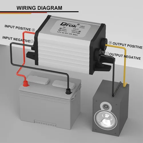 Vista 5 de DROK? Convertidor de corriente de coche impermeable de alta eficiencia DC12V a 6 V/3 A. Reduce el voltaje del módulo 9-22 V a 6 V., 1