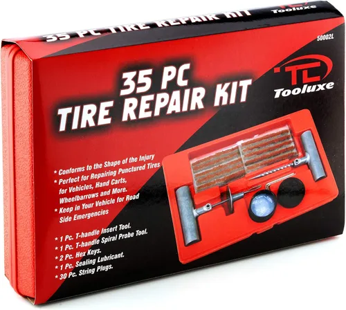 Vista 7 de Tooluxe 50002L - Kit de reparación universal de neumáticos de alta resistencia con enchufes, kit de reparación de neumáticos planos, ideal