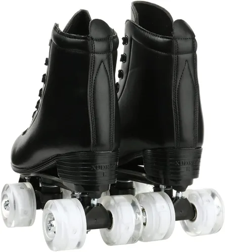 Vista 8 de XUDREZ Patines de ruedas para mujeres y hombres, brillantes, de doble fila, cuatro ruedas, patines para mujer con bolsa de zapatos