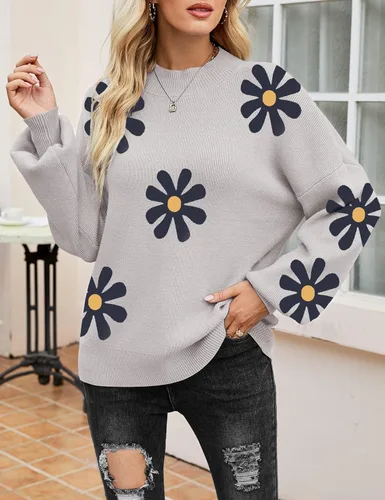 Vista 5 de Zeagoo Sweaters for Women 2024 Fashion Trendy Long Sleeve Turtleneck Pullover Lantern Knit Sweater Tops