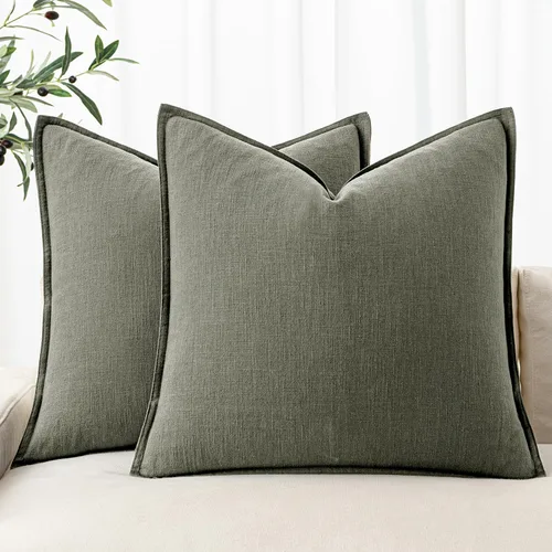 Vista 55 de MIULEE - Juego de 2 fundas de almohada decorativas de lino, estilo bohemio, rústico, neutral, para sofá, cama, 16 x 16 pulgadas, color marrón