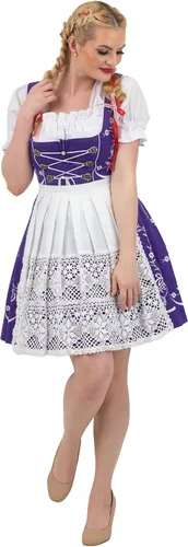 Vista 4 de Vestido corto para mujer Dirndl alemán camarera bordada Oktoberfest púrpura