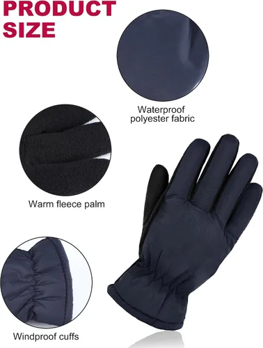 Vista 3 de 2 pares de guantes de nieve gruesos para niños, guantes de esquí para niños pequeños, guantes de invierno cálidos e impermeables para niños y niñas