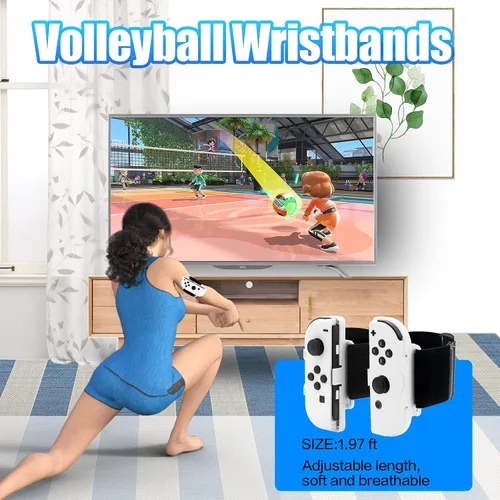 Vista 6 de Nintendo , Nintendo Switch Sports Leg Strap, Switch Tennis Racket, Switch Boxing Grips, Switch Wrist Straps and Switch Golf Club - White