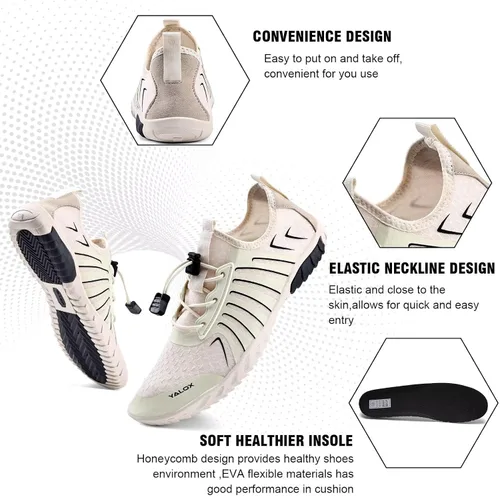 Vista 5 de YALOX Zapatos de agua para hombre y mujer, zapatos de natación al aire libre, playa, descalzo, secado rápido, calcetines para piscina, natación