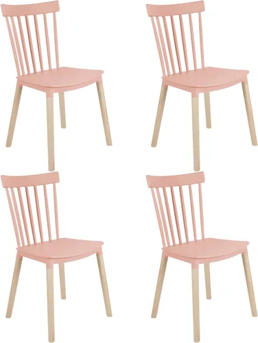 Vista 23 de DSW - Sillas de comedor de plástico modernas sin brazos con patas de madera para estar, dormitorio, cocina, comedor, sala de espera, restaurantes