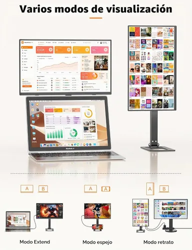 Vista 6 de HotYeah Monitor portátil de viaje con soporte, con soporte magnético