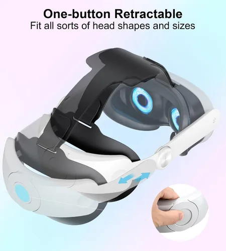 Vista 2 de Compatible with Oculus Quest 3 Head Strap, VR Accessory for Meta Quest 3,One-Button Retractable Lightweight Elite Strap,Enhanced Comfort Support and
